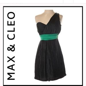 MAX & CLEO Black and Green One Shoulder Dress 4